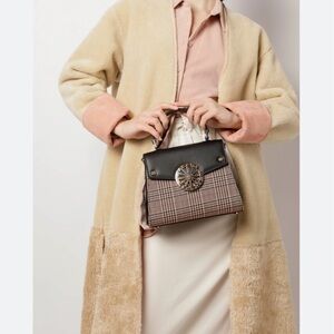 Zara Basic Shearling Double Sided Long Coat with Faux Fur Size Small Brand New